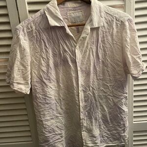 Cactus Men’s Short-Sleeve Button-Down Shirt in Light Lavender White